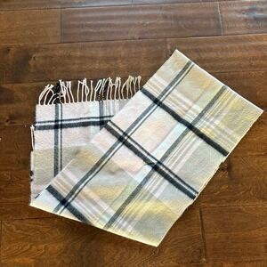 Women's scarf Pink Brown Fringe Plaid Check Winter Cozy Warm